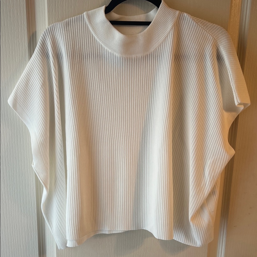Zenana ivory mock neck  ribbed Knit sweater